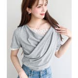 レースドッキングドレープ半袖Tシャツ | moment+ | 詳細画像30