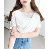 レースドッキングドレープ半袖Tシャツ | moment+ | 詳細画像4