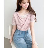 レースドッキングドレープ半袖Tシャツ | moment+ | 詳細画像48