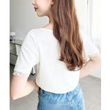 レースドッキングドレープ半袖Tシャツ | moment+ | 詳細画像5