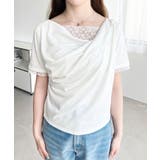 レースドッキングドレープ半袖Tシャツ | moment+ | 詳細画像6