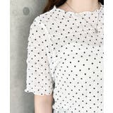 ドット柄半袖Tシャツ スモッキングレース | moment+ | 詳細画像10