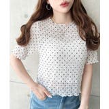 ドット柄半袖Tシャツ スモッキングレース | moment+ | 詳細画像2