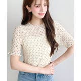 ドット柄半袖Tシャツ スモッキングレース | moment+ | 詳細画像23