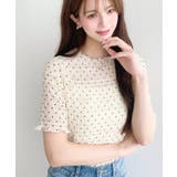 ドット柄半袖Tシャツ スモッキングレース | moment+ | 詳細画像25