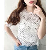 ドット柄半袖Tシャツ スモッキングレース | moment+ | 詳細画像3