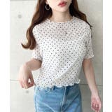 ドット柄半袖Tシャツ スモッキングレース | moment+ | 詳細画像4