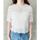ドット柄半袖Tシャツ スモッキングレース | moment+ | 詳細画像8