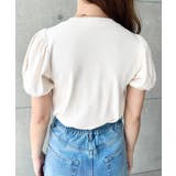 \単品着用可◎/ドットプリントビスチェセットパフスリーブリブカットソートップス | moment+ | 詳細画像14