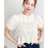 \単品着用可◎/ドットプリントビスチェセットパフスリーブリブカットソートップス | moment+ | 詳細画像17