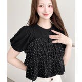 \単品着用可◎/ドットプリントビスチェセットパフスリーブリブカットソートップス | moment+ | 詳細画像23