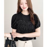 \単品着用可◎/ドットプリントビスチェセットパフスリーブリブカットソートップス | moment+ | 詳細画像25