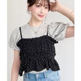 \単品着用可◎/ドットプリントビスチェセットパフスリーブリブカットソートップス | moment+ | 詳細画像33