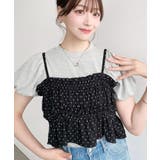 \単品着用可◎/ドットプリントビスチェセットパフスリーブリブカットソートップス | moment+ | 詳細画像36