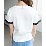 ドットロゴプリント袖口レースフリル半袖Tシャツ | moment+ | 詳細画像11