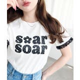 ドットロゴプリント袖口レースフリル半袖Tシャツ | moment+ | 詳細画像3