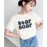ドットロゴプリント袖口レースフリル半袖Tシャツ | moment+ | 詳細画像30