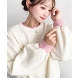 アイボリー | \裏毛でさらっと◎/バイカラー配色リブ裏毛スウェットプルオーバー | moment+