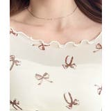 ＼ロマンティックに♡／リボンプリントメロウシアー長袖トップス | moment+ | 詳細画像12 