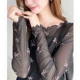 ＼ロマンティックに♡／リボンプリントメロウシアー長袖トップス | moment+ | 詳細画像4 
