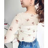 ＼ロマンティックに♡／リボンプリントメロウシアー長袖トップス | moment+ | 詳細画像9 