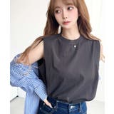 無地&ボーダーショルダータックノースリーブTシャツ 綿100%天竺. | moment+ | 詳細画像14