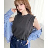 無地&ボーダーショルダータックノースリーブTシャツ 綿100%天竺. | moment+ | 詳細画像15