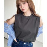 無地&ボーダーショルダータックノースリーブTシャツ 綿100%天竺. | moment+ | 詳細画像16