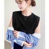 無地&ボーダーショルダータックノースリーブTシャツ 綿100%天竺. | moment+ | 詳細画像24