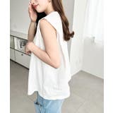 無地&ボーダーショルダータックノースリーブTシャツ 綿100%天竺. | moment+ | 詳細画像3