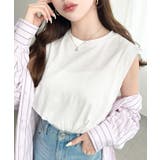 無地&ボーダーショルダータックノースリーブTシャツ 綿100%天竺. | moment+ | 詳細画像4