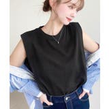 ブラック | 無地&ボーダーショルダータックノースリーブTシャツ 綿100%天竺. | moment+