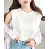 オフホワイト | 無地&ボーダーショルダータックノースリーブTシャツ 綿100%天竺. | moment+