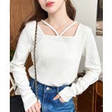 オフホワイト | 前後2WAY スクエアホルターネックプルオーバー	T/Cカットテレコリブ | moment+