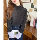 マットサテンプリーツ ハイネックメロープルオーバー無地＆袖配色 | moment+ | 詳細画像30 