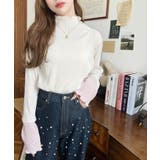 マットサテンプリーツ ハイネックメロープルオーバー無地＆袖配色 | moment+ | 詳細画像5 