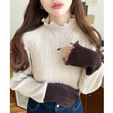 グレイッシュベージュ | マットサテンプリーツ ハイネックメロープルオーバー無地＆袖配色 | moment+