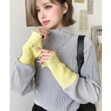 グレー | マットサテンプリーツ ハイネックメロープルオーバー無地＆袖配色 | moment+