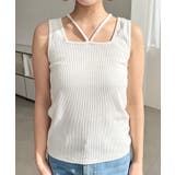 前後2WAYスクエアホルタータンクトップ T Cカットテレコリブ&カラーネップテ… | moment+ | 詳細画像19