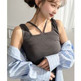 前後2WAYスクエアホルタータンクトップ T Cカットテレコリブ&カラーネップテ… | moment+ | 詳細画像28