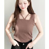 前後2WAYスクエアホルタータンクトップ T Cカットテレコリブ&カラーネップテ… | moment+ | 詳細画像36