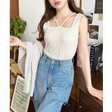 前後2WAYスクエアホルタータンクトップ T Cカットテレコリブ&カラーネップテ… | moment+ | 詳細画像5