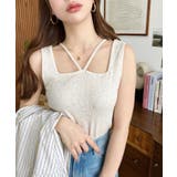 アイボリー | 前後2WAYスクエアホルタータンクトップ T Cカットテレコリブ&カラーネップテ… | moment+