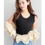 ドットプリント＆無地テレコリブレースタンクトップ | moment+ | 詳細画像15 