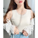 ドットプリント＆無地テレコリブレースタンクトップ | moment+ | 詳細画像2 