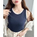 ドットプリント＆無地テレコリブレースタンクトップ | moment+ | 詳細画像23 