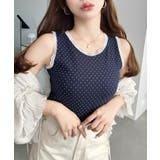 ドットプリント＆無地テレコリブレースタンクトップ | moment+ | 詳細画像24 