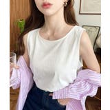 無地＆ボーダーラウンドヘムタンクトップ | moment+ | 詳細画像1 