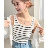 ホワイト系その他 | 前後2WAYスクエアネックタンクトップ T Cカットテレコリブ&カラーネップテレ… | moment+