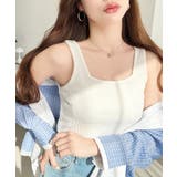 オフホワイト | 前後2WAYスクエアネックタンクトップ T Cカットテレコリブ&カラーネップテレ… | moment+